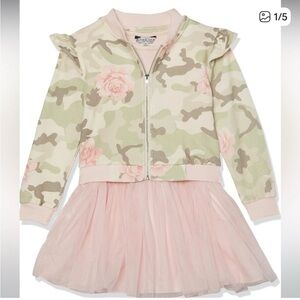 Girls 3T new nwt camo flower jacket zipper two piece tulle dress set outfit